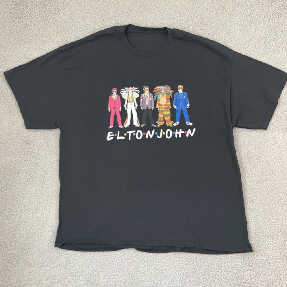 Elton John Adult 2022 Farewell Yellow Brick Road T-Shirt 2XL Black Tour Concert